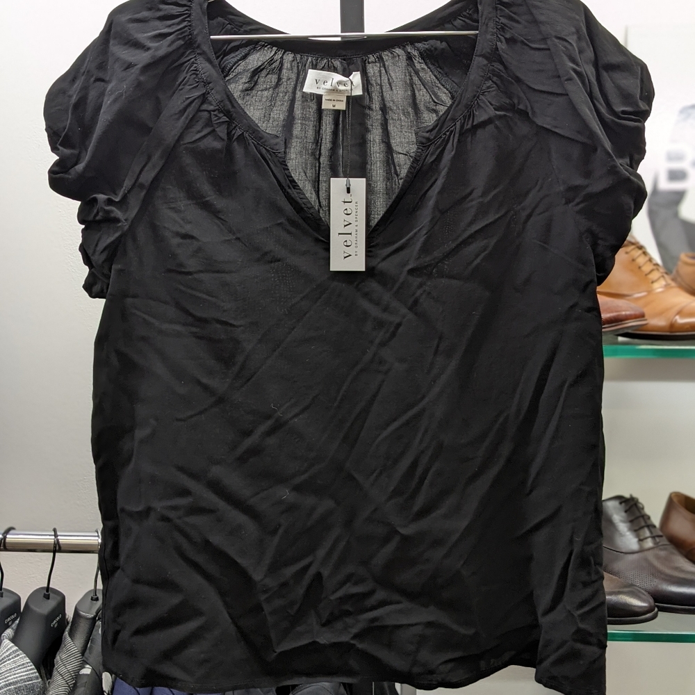 Velvet Challis Top M in Black